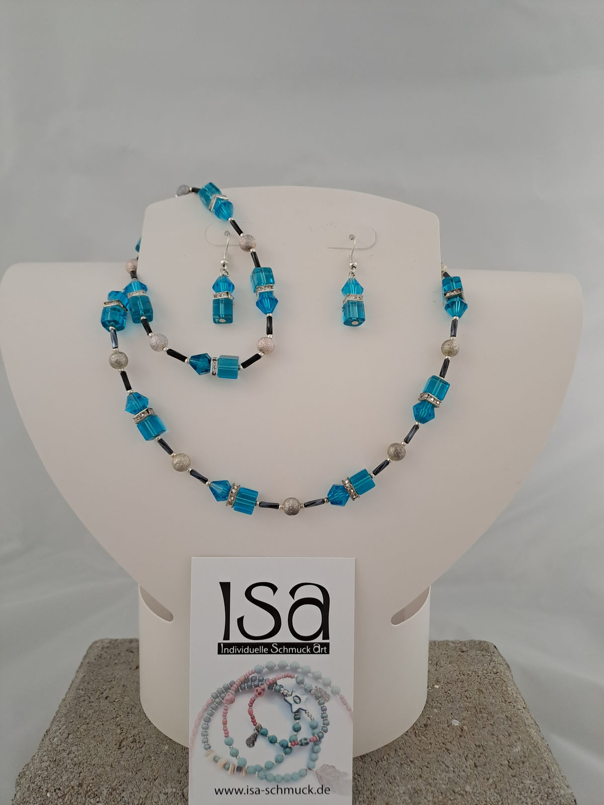Set mit Glaswürfeln 6mm, Kette-Armband-Ohrringe