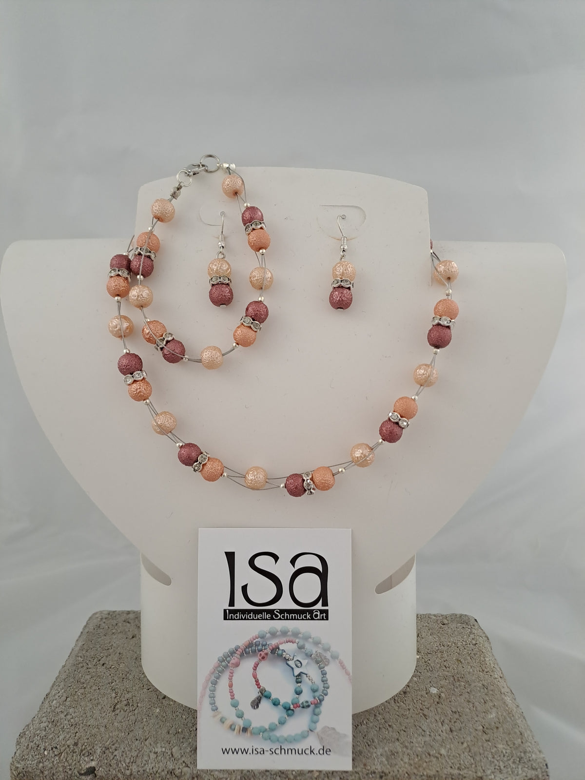 Set für den schickeren Anlass mit Perlen in 6 + 8 mm, Kette-Armband-Ohrringe