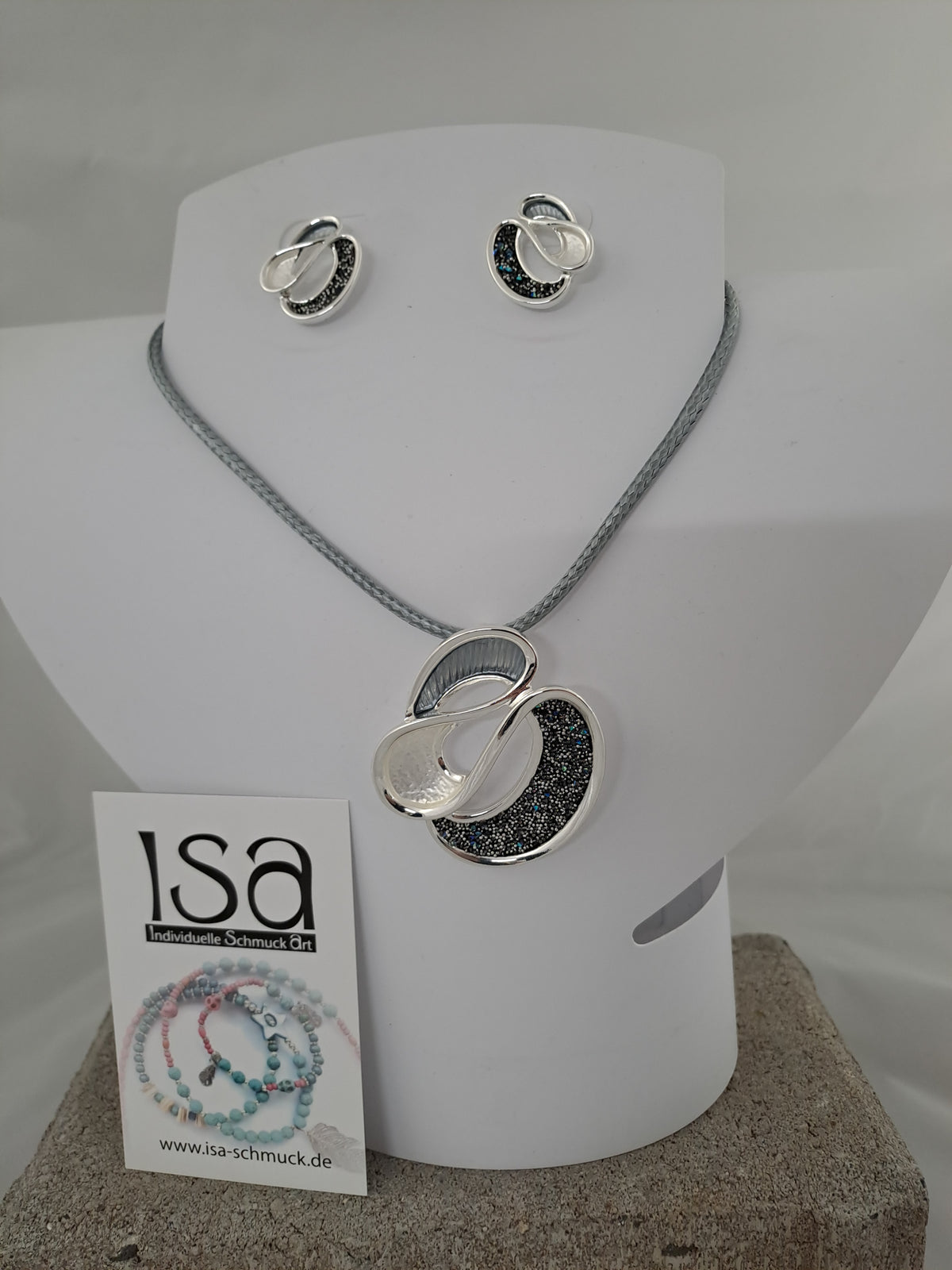 Set "Verschlungen" silber, Kette mit Ohrstecker