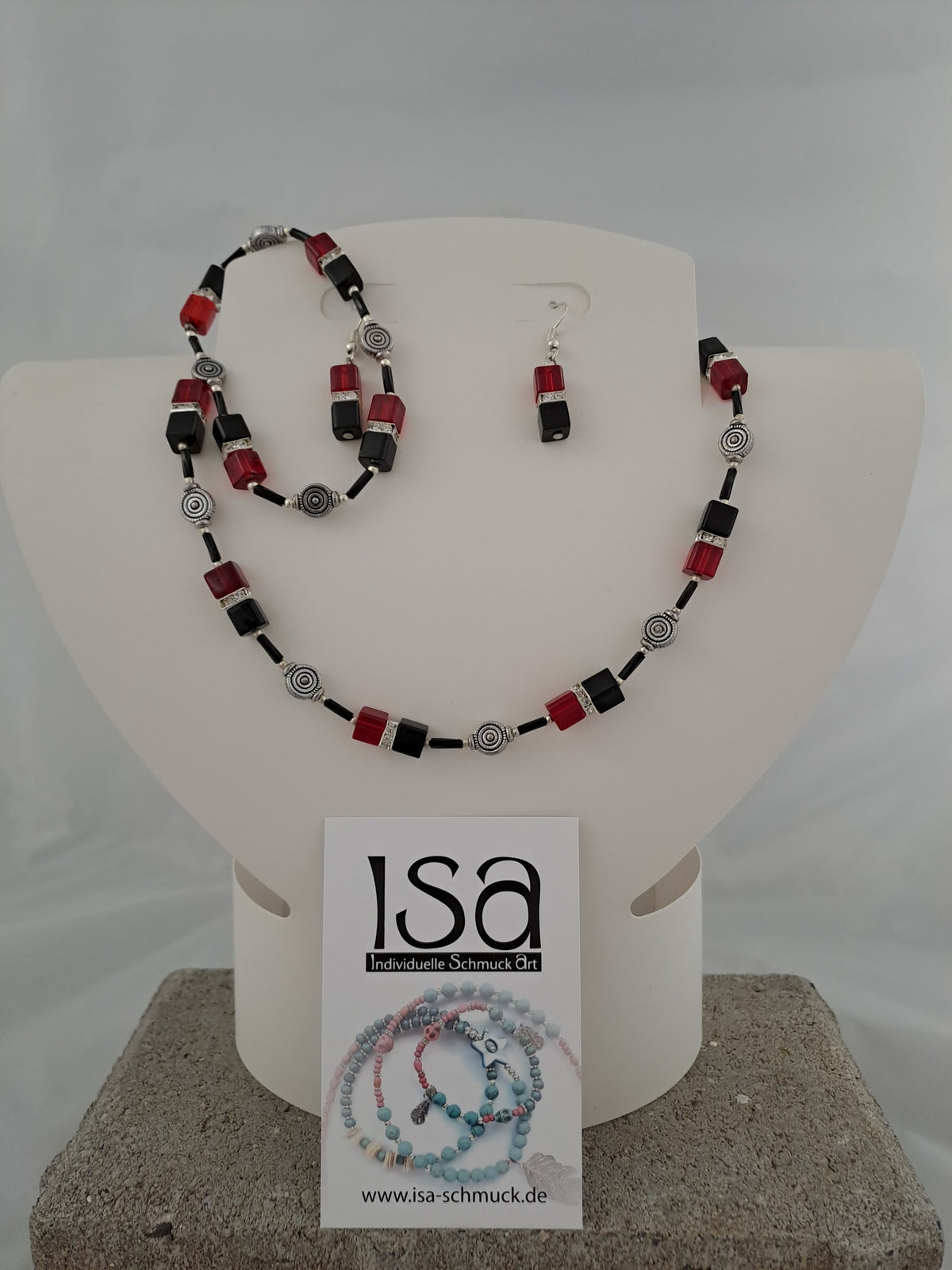Set mit Glaswürfeln 6mm, Kette-Armband-Ohrringe
