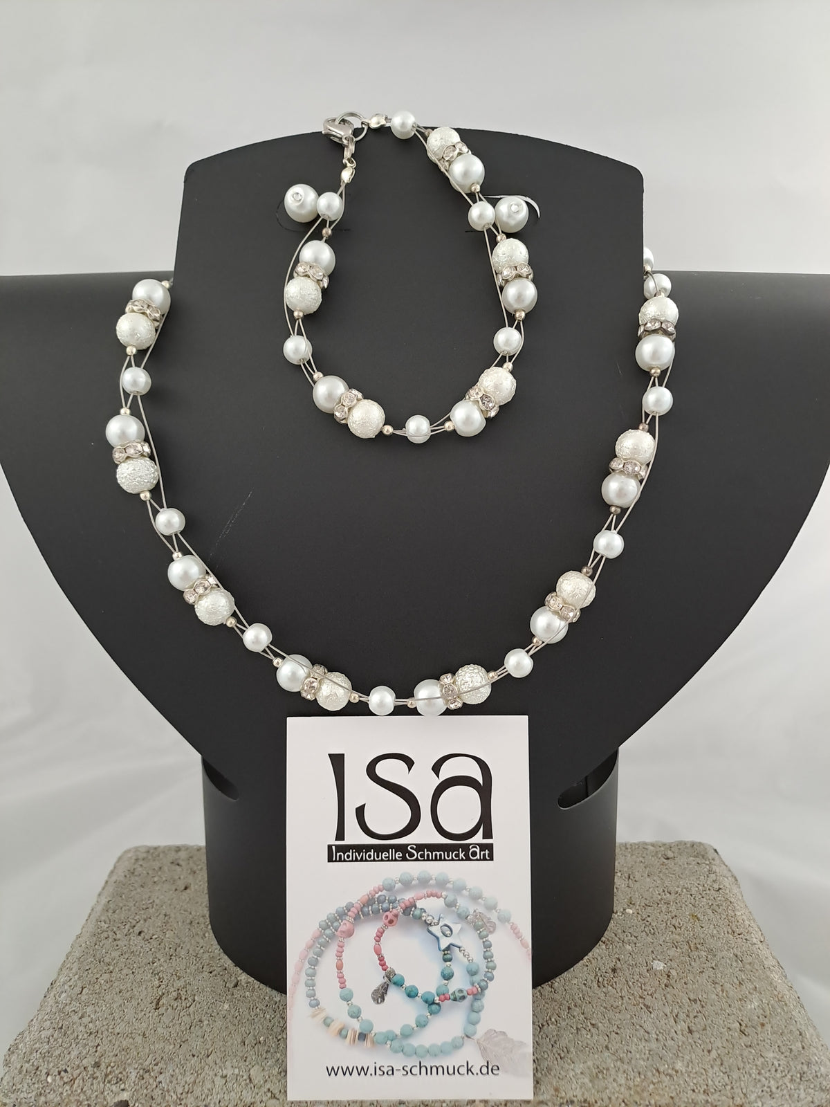 Set für den schickeren Anlass mit Perlen in 6 + 8 mm, Kette-Armband-Ohrringe