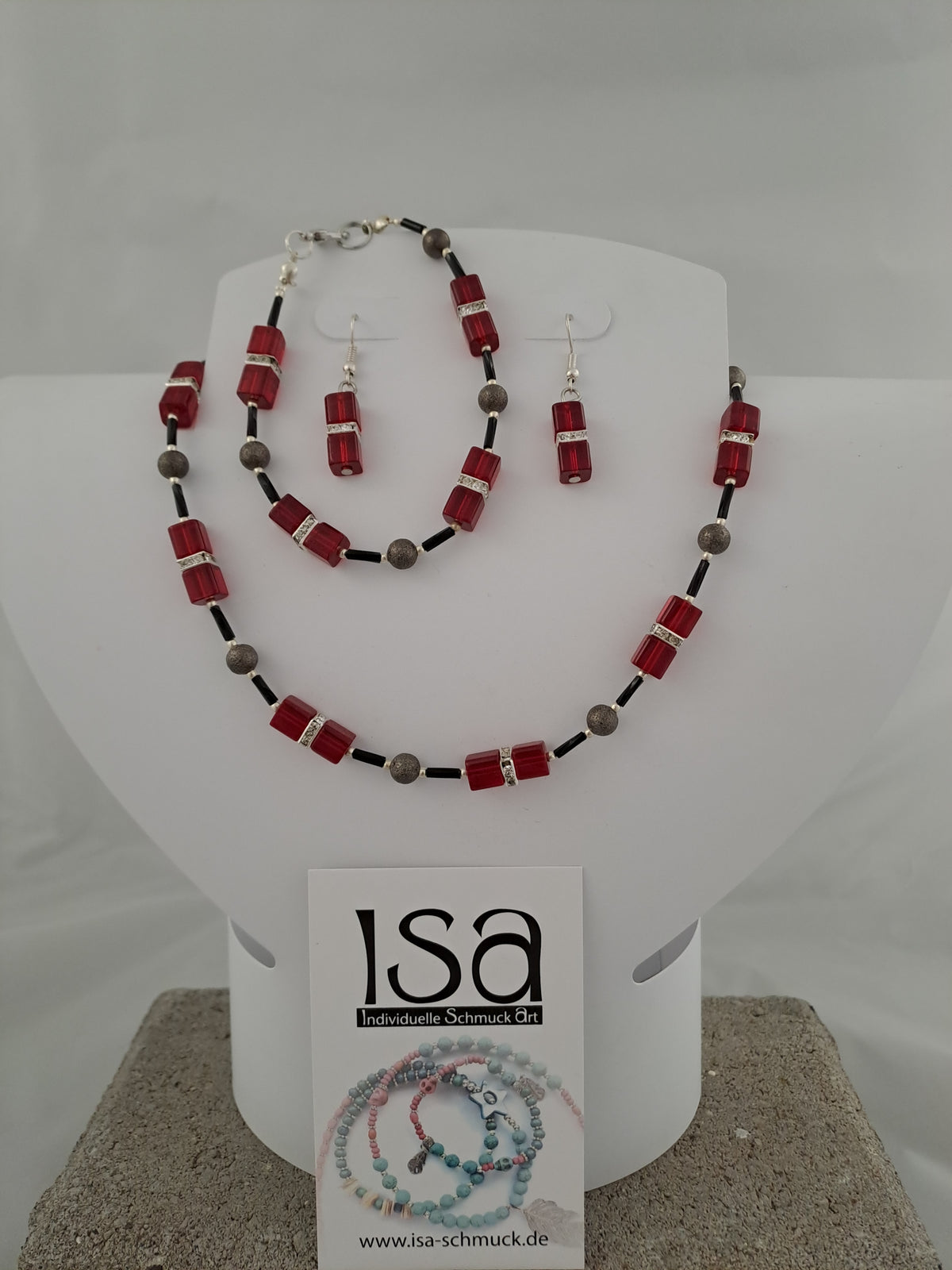 Set mit Glaswürfeln 6mm, Kette-Armband-Ohrringe