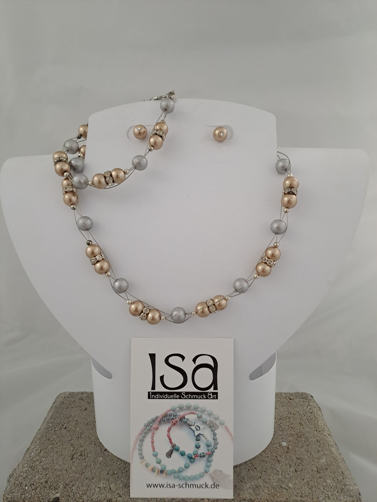 Set für den schickeren Anlass mit Perlen in 6 + 8 mm, Kette-Armband-Ohrringe